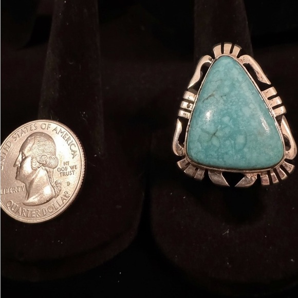 Sleeping beauty, genuine Turquoise and Sterling Silver Women's Ring - Picture 5 of 8